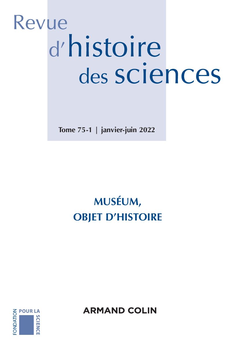 <i>Revue d’histoire des sciences</i>, Tome 75, no 1, 2022